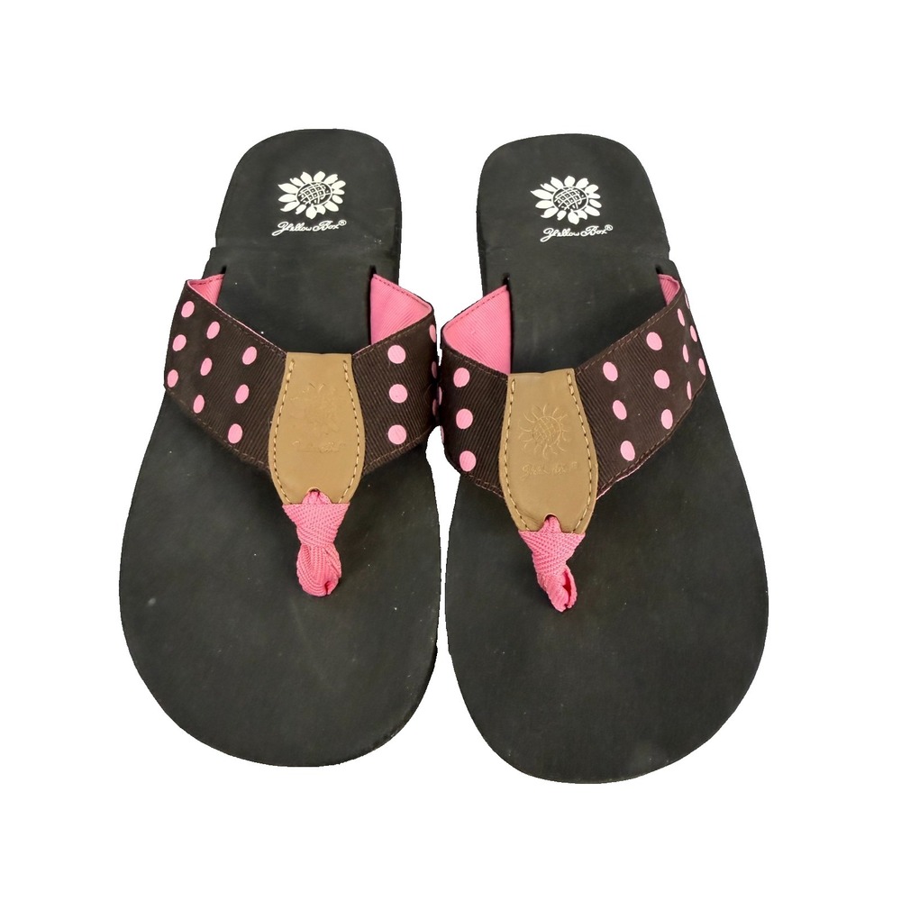 Yellow Box Dotty-Dot Pink Polka Dot Flip Flops Women's Size 9